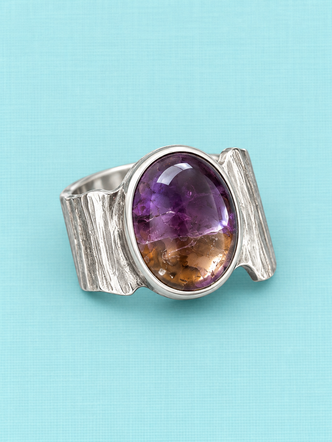 Ametrine Brutalist Ring